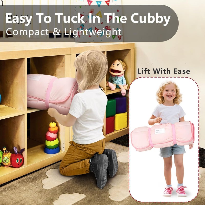 PRIMLECT Lightweight Toddler Nap Mat Perfect for Warm Sleepers, Portable Sleeping Bag with Removable Pillow and Fleece Blanket, Washable, Great for 3 Seasons, Daycare, Preschool, Boy and Girls - Image 2